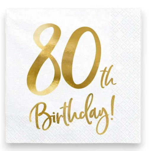 Picture of 80TH BIRTHDAY WHITE PAPER NAPKINS 33 X 33CM - 20 PACK